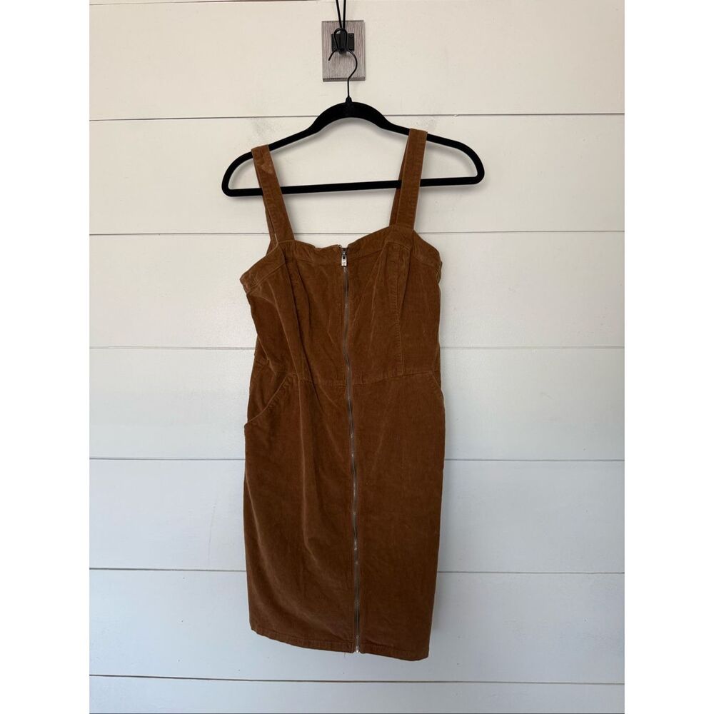 Hollister Women’s Large Brown Corduroy Zip Front Mini Dress